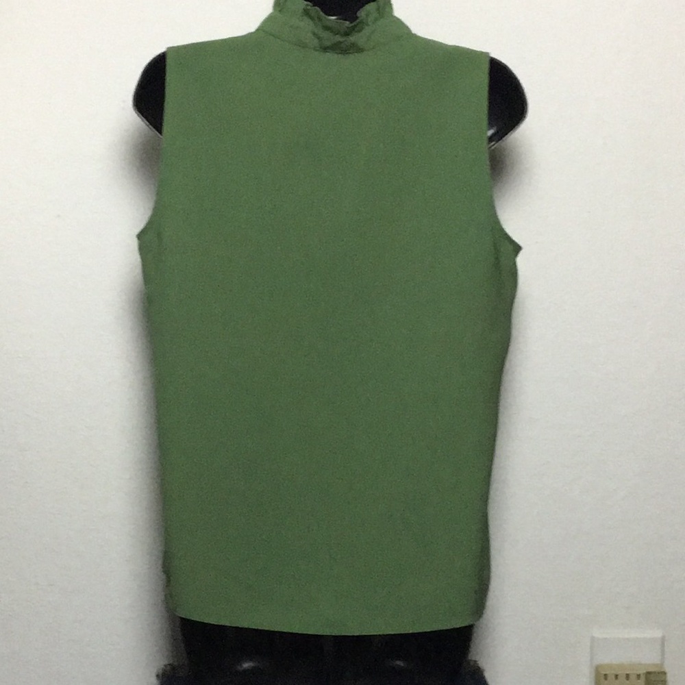J. Crew Womens Green Sleeveless Ruffled Top (Size 6) - Picture 4 of 13